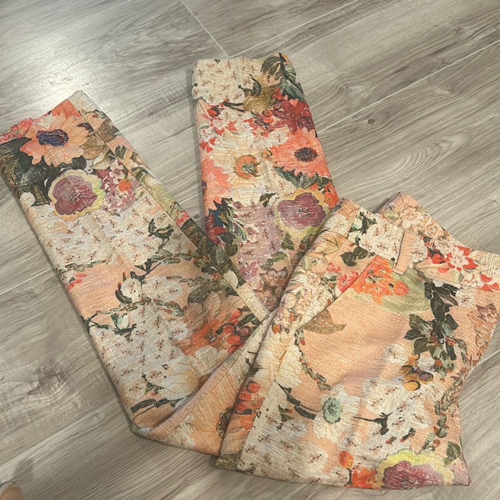 - TORY BURCH TWEED- LIKE FLOWERED TROUSERS